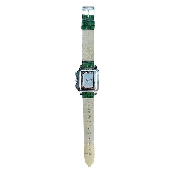 GENEVA • Green Quartz Genuine Leather Watch - Picture 3 of 4